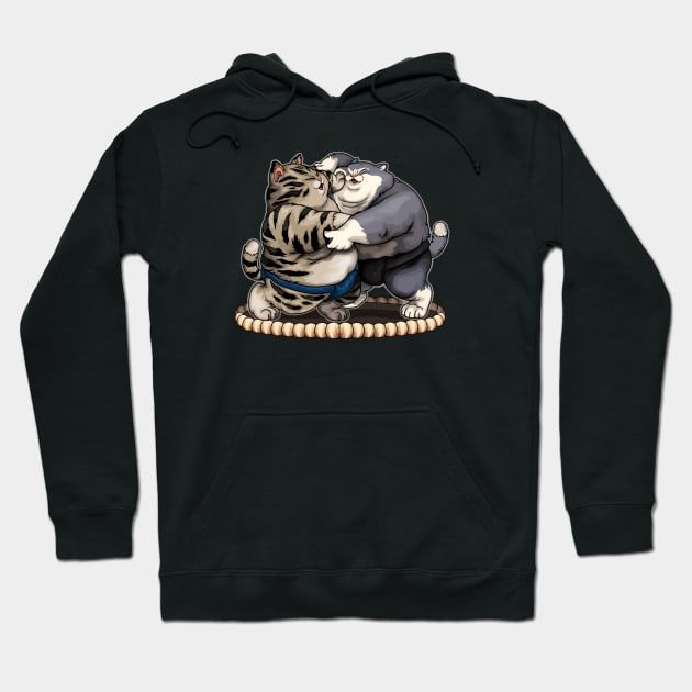 Sumo Cats Hoodie by LoenaStudio